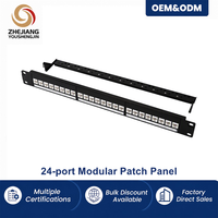 Panel Patch Modular 24-Port 1U 19 Inch Rack Mount CAT6 CAT6A UTP STP RJ45 dengan Braket Manajemen Kabel