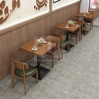 Café thé boutique complète moderne commercial café chêne stratifié bois carré Restaurant meubles table et chaises ensemble