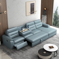 Sofá multifuncional de cuero de primera clase minimalista moderno, sillón reclinable eléctrico en forma de L, sofá cama de esquina para sala de estar con almacenamiento