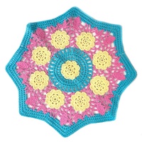 Applique florale ajourée octogonale multicolore en dentelle crochetée à la main pour napperon, vêtements, sacs, oreillers, couture DIY et décoration intérieure