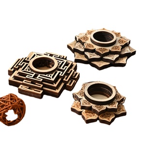 Wowei 3D Basswood Sphere Holder Display Holder Crystal Stand Wood Crafts Wooden for Nature Stone Decoration Wooden Box Opp Bag