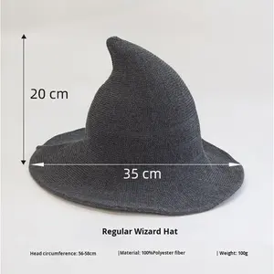 <span class=keywords><strong>Sombrero</strong></span> de mago plegable para Halloween, <span class=keywords><strong>sombrero</strong></span> puntiagudo de bruja de punto transfronterizo regular, personaje de lana para fiesta informal, uso directo - Product Image 3
