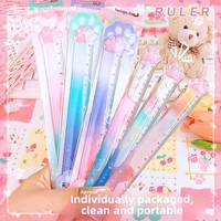 Règle en plastique Tiangao 0023 en forme de patte de chat, 15 cm, mignonne et kawaii, pour les élèves du primaire, pour mesurer et dessiner