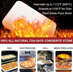 Factory Price Eco-Friendly 4pcs Pizza Tools Set with Stainless Steel Cordierite Pizza Stone & Wooden Peel for Oven and Grill - Product Image 3