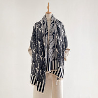 Écharpes longues et surdimensionnées en cachemire pour femmes, châles élégants à motif cachemire jacquard, pashminas chauds pour l'hiver