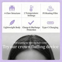 Pince coiffante chauffante électrique rechargeable avec structure haute en PC, accessoire personnel pour le rehaussement des franges et la mise en forme des cheveux