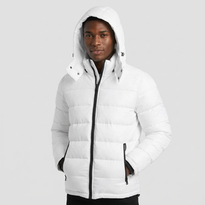 Chaqueta Acolchada Blanca Transpirable para Hombre, Cortavientos Casual de Invierno con Cierre de Cremallera, Cuello Alto, Relleno de Poliéster, Corte Regular - Product Image 5