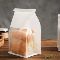 Sacs d'emballage en papier kraft blanc personnalisés pour boulangerie, résistants à l'humidité, avec fermeture à lien métallique, transparents, pour pain et chips