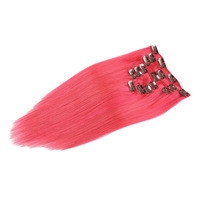 Extensiones de Cabello Humano Virgen 100% Sin Procesar de Alta Calidad con Clip, Doble Trama a Máquina, Longitud de 18 a 24 Pulgadas, Color Rosa