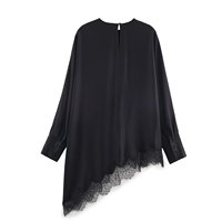 Chemisiers en dentelle asymétriques tendance automne 2025 pour femmes PB&ZA, chemises à manches longues vintage pour femmes, blusas, hauts chics