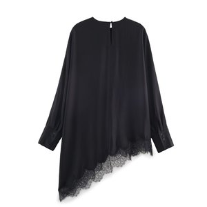 PB&ZA Blusas de Encaje Asimétricas de <span class=keywords><strong>Moda</strong></span> Otoño 2025 para Mujer, Blusas Vintage de Manga Larga, Camisas Femeninas, Blusas Chic - Product Image 3