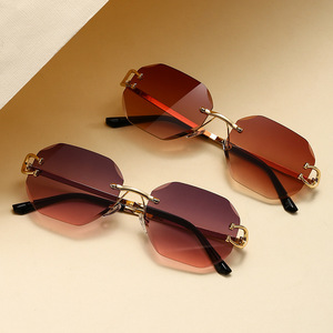 Nouvelle Arrivée Lunettes de Soleil de Luxe Unisexe pour Femme, Verres Sans Monture Taillés Diamant, Protection UV400, Design Tendance et Élégant - Product Image 2