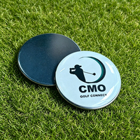 Marqueurs de balle de golf personnalisés en époxy à dôme, en métal, durables, imprimés, accessoires de golf OEM