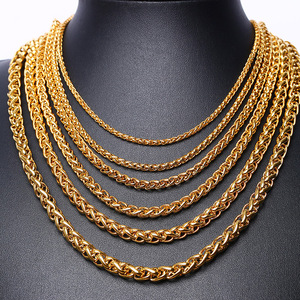 공장 대량 도매 남성용 18k 금도금 304 스테인리스 스틸 3mm 4mm 밀알 체인 목걸이 - Product Image 4
