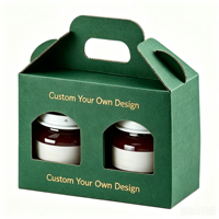 Glänzend laminierte Goldfolien-Geschenkbox für zwei Flaschen mit Griff und Sichtfenster – luxuriöse Verpackung zum einfachen Tragen und Präsentieren von Saucen und Marmeladen