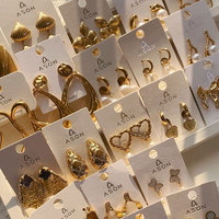 Anting Anti Karat Hipoalergenik Baja Tahan Karat 316l Berlapis Emas Pvd 18k 14k Perhiasan Desainer Mewah untuk Wanita