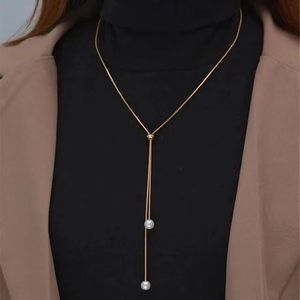 <span class=keywords><strong>Collier</strong></span> en acier inoxydable de conception avancée Fancy Day <span class=keywords><strong>pour</strong></span> femmes, chaîne longue réglable avec barre de tirage plaquée or - Product Image 6