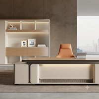 Bureau de direction extensible de luxe moderne en gros avec armoire de rangement, grand mobilier de bureau commercial en bois, garantie 5 ans