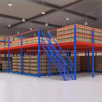 Étagères de stockage à grande capacité à un niveau en acier inoxydable thermolaqué à longue portée pour mezzanine, robustes et de grande capacité