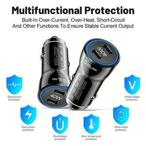 40W Dual <b>Usb</b> <b>C</b> Port Car Charger <b>Usb</b> Type <b>C</b> Fast Charging Car Phone <b>Adapter</b> for Phones - Product Image 4