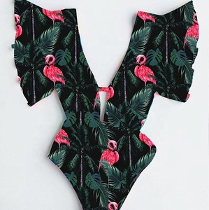 Traje <span class=keywords><strong>De</strong></span> baño <span class=keywords><strong>De</strong></span> una pieza con estampado <span class=keywords><strong>De</strong></span> hoja y Flamenco <span class=keywords><strong>para</strong></span> <span class=keywords><strong>Mujer</strong></span> <span class=keywords><strong>De</strong></span> Vikinis, Bikini con volantes y volantes - Product Image 1