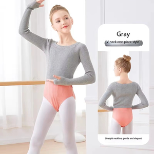 เสื้อคลุมบัลเลต์แขนยาวสีเทาสำหรับเด็กผู้หญิง ชุดเต้นรำ ชุดแสดง - Product Image 4