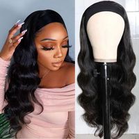 Perruques bandeau en gros sans colle, cheveux humains vierges Remy, couleur naturelle, ondulés, bouclés, pour femmes noires