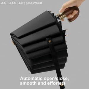 <span class=keywords><strong>Parapluie</strong></span> de luxe personnalisé avec logo, manche incurvé en bois massif, pliable en 3 sections, entièrement automatique, coupe-vent, pour <span class=keywords><strong>homme</strong></span>, idéal pour les voyages en voiture ou comme cadeau. - Product Image 3