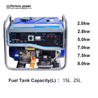 2kW 2,8kW 5kW 7kW 8kW Luftgekühlter 4-Takt-Benzingenerator AC Ein-/Dreiphasig Elektrostart Offener Rahmen Tragbare Stromversorgung