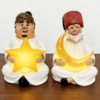Décorations en résine, statues islamiques musulmanes, étoiles et lunes lumineuses, petites figurines du Ramadan