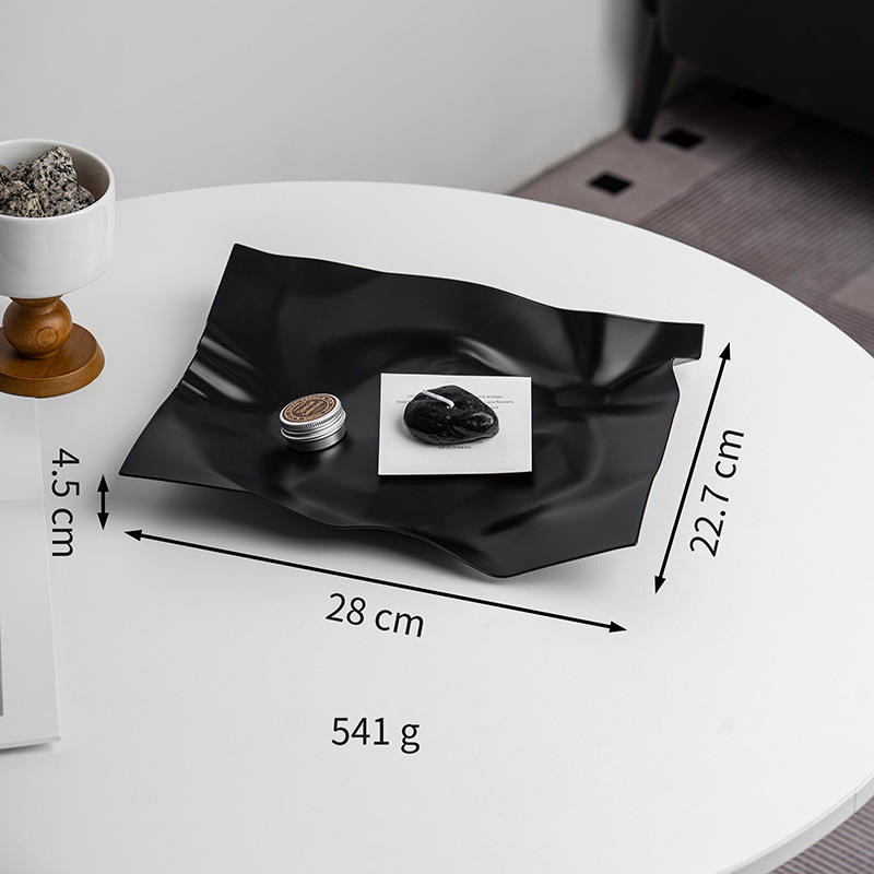 จานสี่เหลี่ยมผืนผ้าทรงไม่สมมาตร - สีดำ ขนาดใหญ่