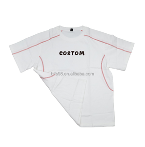 Camiseta Extra Grande Personalizada para Hombre con Ribete en Contraste, Estampado de Letras, Cuello Redondo, Manga Corta, Informal, de Algodón, Estilo Jersey - Product Image 2