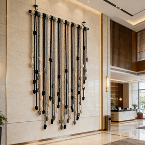 Arte de Pared de Macramé con Borlas de Cuerda Degradada Anudadas a Mano de Grado Hotelero OEM para Vestíbulos de Hoteles, <span class=keywords><strong>Torres</strong></span> de Oficinas y Atrios Corporativos - Product Image 1