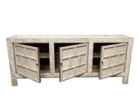 Buffet en bois chinois antique rustique vieilli shabby chic lavage blanc sculpture décorative salon long buffet en bois buffet