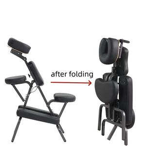 Silla de Masaje Ergonómica Plegable Portátil de Cuero PVC Moderno, Reposacabezas Ajustable, Asiento Tipo Silla de Montar, Esponja de Alta Densidad - Product Image 2