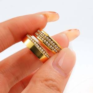 แหวนเซอร์คอนสีทองประดับสแตนเลสสไตล์วินเทจแหวนแต่งงานของผู้หญิงหรูหราหรูหราเครื่องประดับชั้นสูง - Product Image 3