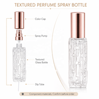 Flacon pulvérisateur de parfum en verre texturé 10ml 15ml, atomiseur de parfum portable vide avec capuchon or rose, argent ou noir