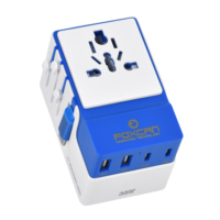 Adaptateur de voyage Foxcan 35W PD QC3.0 3USB-C+2USB-A GaN avec câble, entrée AC 2500W, prise UK 10A, compatible ordinateur portable