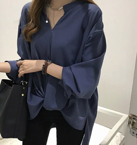 2026年 エレガントな韓国風長袖ブラウス、女性用春・秋オフィス向けおしゃれな柔らかい生地のシャツ、トップス - Product Image 3