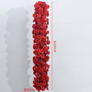 Professional XinQi Luxury Wedding Arrangement Decor Customized Artificial Silk 4ft Tall Red <strong>White</strong> <strong>Hanging</strong> Rose Flower Table - Product Image 3
