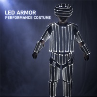 Costume de robot LED lumineux intégral pour homme, tenue futuriste pour performance en boîte de nuit, en polyester pour spectacles et soirées