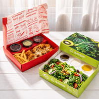 Boîte à emporter en carton biodégradable écologique avec logo personnalisé, pour salade de poulet frit, avec couvercle, pour collations