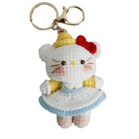 Nouveau Pendentif Chat Princesse Mignonne 2026, Breloque Amigurumi Mini Chat en Peluche Y2K Faite à la Main au Crochet, pour Sac et Porte-clés
