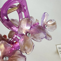 Pince à cheveux de 10,5 cm avec grande fleur en strass, faite à la main, en résine, polyvalente, design élégant, pour chignon, haut de gamme