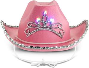 <span class=keywords><strong>Sombrero</strong></span> de <span class=keywords><strong>vaquero</strong></span> con corona de Tiara para mujer, <span class=keywords><strong>sombrero</strong></span> de <span class=keywords><strong>vaquero</strong></span> con luces parpadeantes de <span class=keywords><strong>princesa</strong></span> rosa de fieltro negro y rosa para fiesta de carnaval, para fiesta de la Semana de la semana, para mujer - Product Image 5