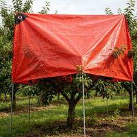 Bâche en PE multi-usages, enduite, tricotée par tricotage warp, robuste, pour camions et travaux de construction, couleur orange-rouge, isolée