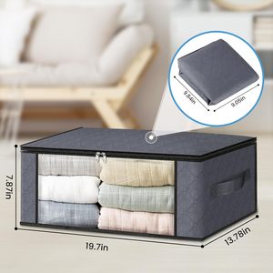 Foldable Storage Box Container with Zippers Clear Window Reinforced Clothes Organizer Storage <b>Bag</b> Storage Bins - Product Image 2