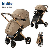 Poussette bébé pliable légère Kidilo 6600F avec cadre en alliage d'aluminium, roues 3D en PU et poignée réglable