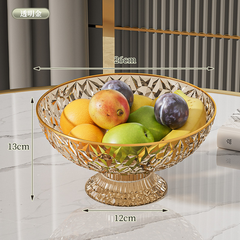 Round, tall, stemmed fruit dish [Transparent Gold]