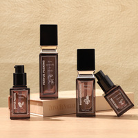 Nouvelle Bouteille de Lotion Carrée en Verre Ambré 15ml 20ml 30ml 40ml avec Bouchon Doré de Luxe, Flacon Pompe Vide pour Fond de Teint